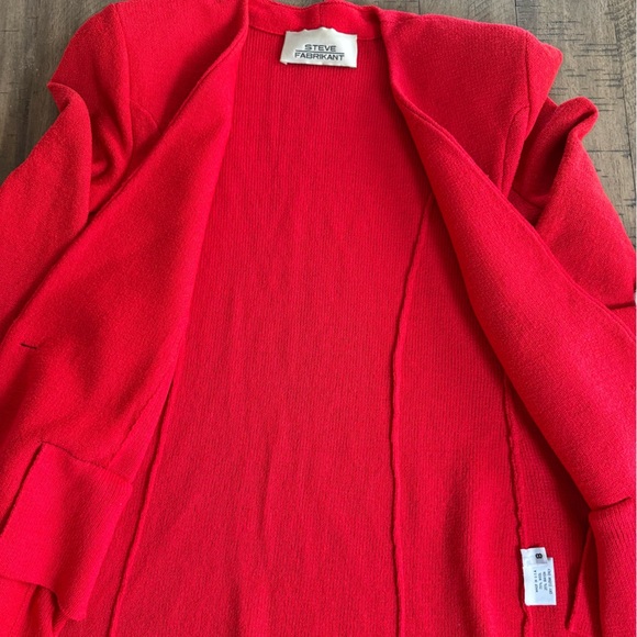 ST.JOHN Red Blazer Wood blend Gold Buttons - Picture 5 of 7